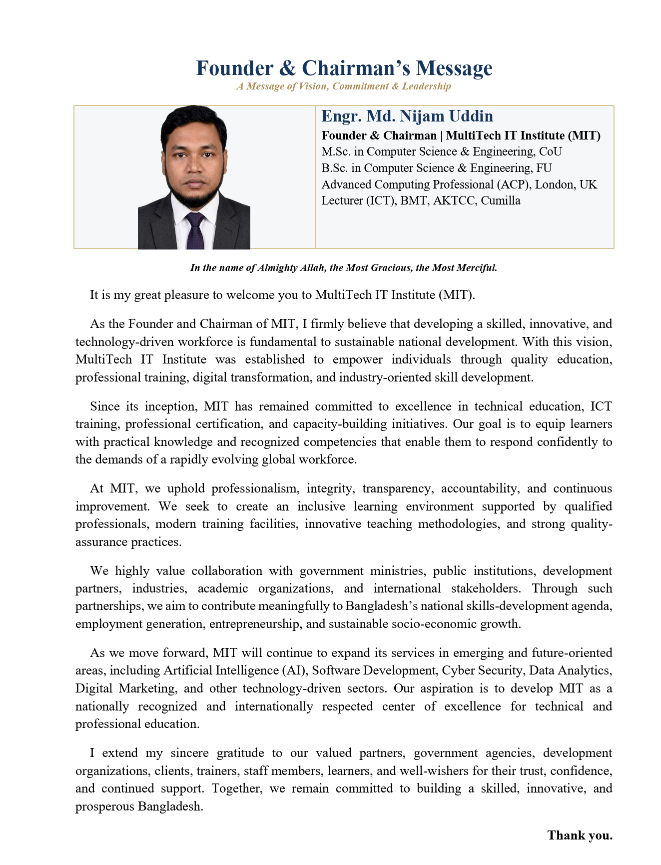 Founder and Chairman message